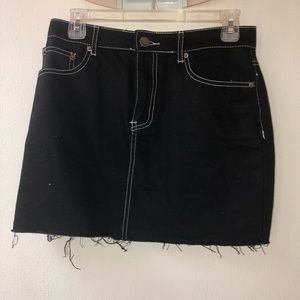 Black denim skirt